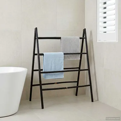 vidaXL Scară pentru pătură dublă Negru 90 x 50 x 100 cm Bambus
