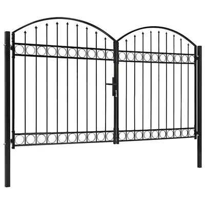 vidaXL Poartă de gard ASSEN Ușă dublă cu blat arcuit din oțel 300x200 cm