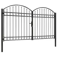 vidaXL Poartă de gard ASSEN Ușă dublă cu blat arcuit din oțel 300x200 cm