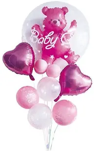 Set de baloane PartyGo - Urs roz, 11 buc