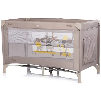 Patut pliabil pentru copii Chipolino Ariel Latte 120x60 cm, doua nivele, intrare laterala cu fermoar, geanta pentru transport