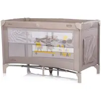 Patut pliabil pentru copii Chipolino Ariel Latte 120x60 cm, doua nivele, intrare laterala cu fermoar, geanta pentru transport