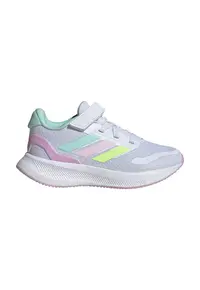 Pantofi sport Runfalcon 5 din plasa cu logo si velcro - Lila pal/Albastru glaciar/Verde lime