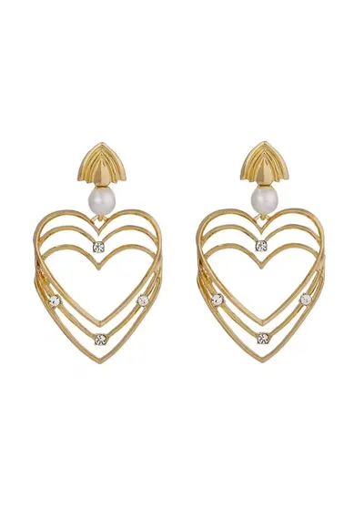 Cercei trei inimioare - aurii - Julika