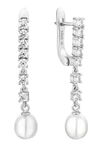 Cercei argint lungi cu perle naturale si zirconia - Luce