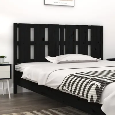 vidaXL Tăblie de pat, negru, 155,5x4x100 cm, lemn masiv de pin