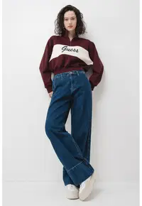 Bluza crop de trening cu croiala supradimensionata si fermoar scurt - Alb/Violet tyrian
