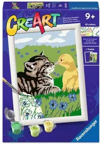 Set de pictat după numere Ravensburger CreArt - Pisicuță și rățușcă