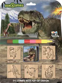 Set de ștampile Jiri Models - Dinosaurs, 5 buc., cu pastel