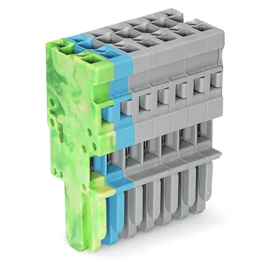 1-conductor female plug; 4 mm²; 7-pole; 4,00 mm²; green-yellow, blue, gray