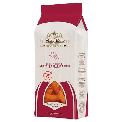 Penne din linte rosie bio 250g Pasta Natura