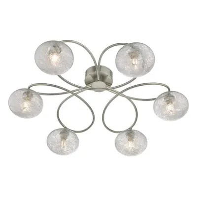 Plafoniera Leysha 6lt Semi Flush Satin Nickel & Glass