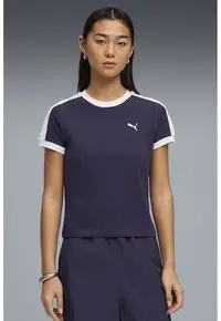 Tricou slim fit cu decolteu la baza gatului ALWAYS ON - Alb/Violet aubergine