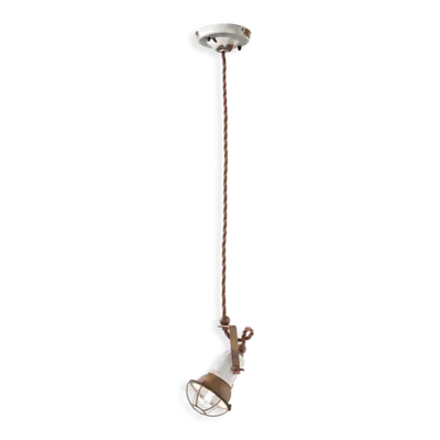 Sospensione Con Gabbia / Pendant Retro Loft Finish Vib - Vintage Bianco C1660-1