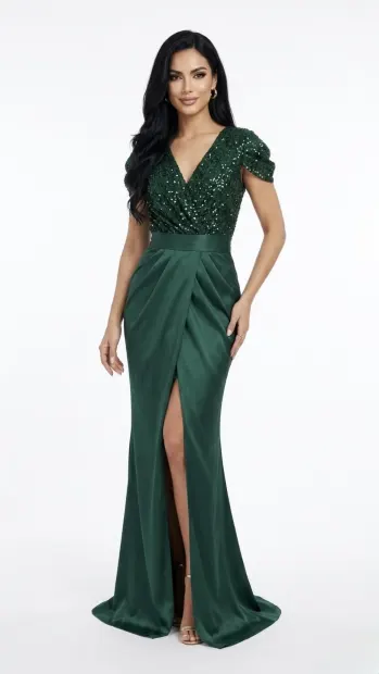 Rochie eleganta din tesatura pretioasa de culoare verde
