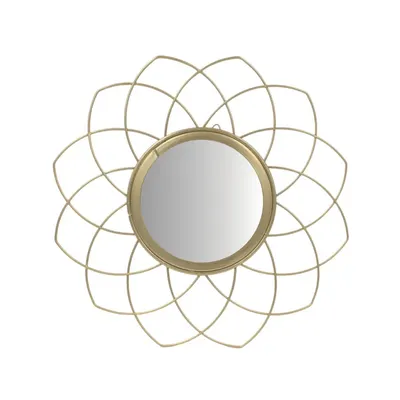 Oglindă decorativă de perete, ramă metalică, culoare aurie, 26 cm