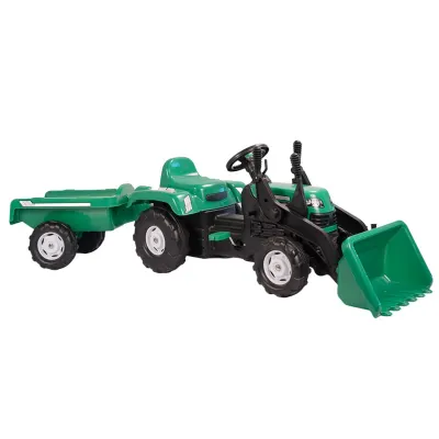 Tractor excavator cu pedale si remorca, Dolu, Ranchero, Verde