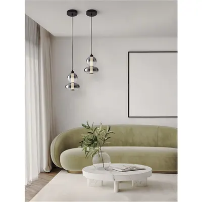 Lampa suspendata BALLY Triac Dimabil Mat Negru Metal & Fumuriu Gri Sticla LED 12 Wat 220-240 Volt 1636Lm 3000K IP20