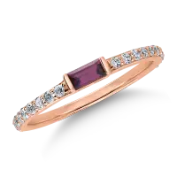 Inel din aur roz cu rodolit rosu de 0.17ct si diamante de 0.22ct