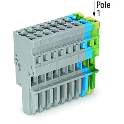 1-conductor female plug; 4 mm²; 11-pole; 4,00 mm²; gray, blue, green-yellow