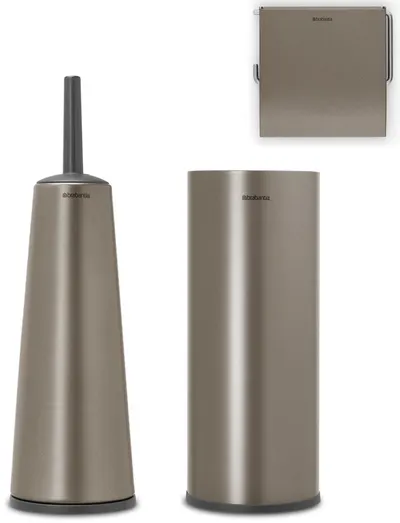 Set de 3 accesorii pentru toaletă Brabantia - ReNew, Platinum