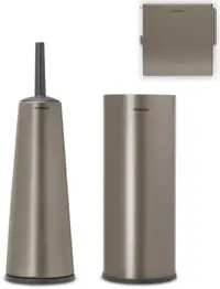 Set de 3 accesorii pentru toaletă Brabantia - ReNew, Platinum