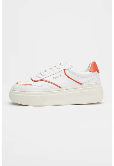 Pantofi sport flatform din piele cu detalii contrastante Nuage - Alb/Rosu corai