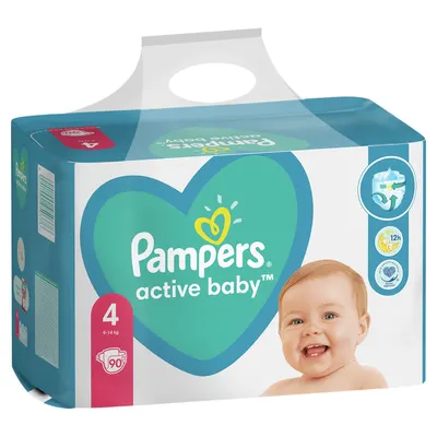 Scutece bebelusi Pampers - Active Baby 4, 90 buc.