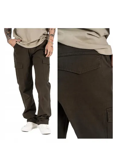 Pantaloni Barbati - Gerry Cargo - Regular Fit - Talie Medie - Fermoar - Lungi - 5 Buzunare - Bumbac - Elastan - Verde - Verde masliniu