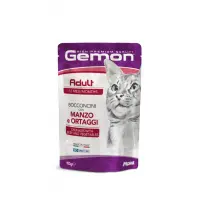 GEMON, Vită și Legume, plic hrană umedă fără cereale pisici, (în aspic), 100g