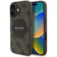 Husa MagSafe pentru Apple iPhone 16, Guess, 4G Circle Classic Logo, Maro
