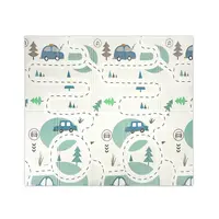 Covoras de joaca termic pentru copii Funny City Stars din spuma XPE, design cu doua fete, pliabil, 180x200 cm