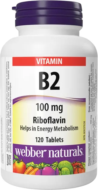 Vitamin B2, 100 mg, 120 tablete, Webber Naturals