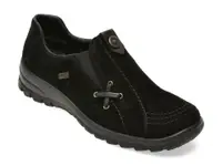 Pantofi RIEKER negri, L7171, din piele intoarsa