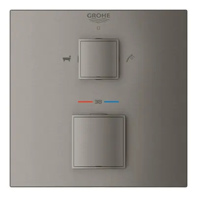 Unitate comanda cada Grohe Cube, termostat, 2 iesiri, necesita valva, mat, grafit, 24155AL0