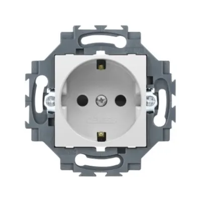 Priza Schuko 250v Ac - Screw Terminals - Front Tightening Terminals - 2p+e 16a - White - Dahlia