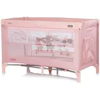Patut pliabil pentru copii Chipolino Ariel Powder Pink 120x60 cm, doua nivele, intrare laterala cu fermoar, geanta pentru transport