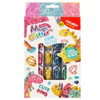 Set de creatie cu sclipici Paulinda, Magic Glitter, Cute Dino, 12 x 5 ml