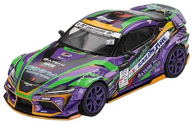 Model de colecție Mini GT Modern: Mașini - Toyota GR Supra KUHL 2021 D1GP Evangelion Racing