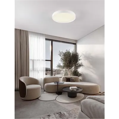 Plafoniera ROI Triac Dimabil Nisipiu Alb Metal, Aluminiu & Acrylic LED 48 Wat 220-240Volt 3724Lm IP20 2700 + 3000K Dip Intrerupator Deschis sus & jos