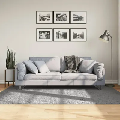 vidaXL Covor pufos "PAMPLONA" cu fire înalte, gri modern, 140x200 cm