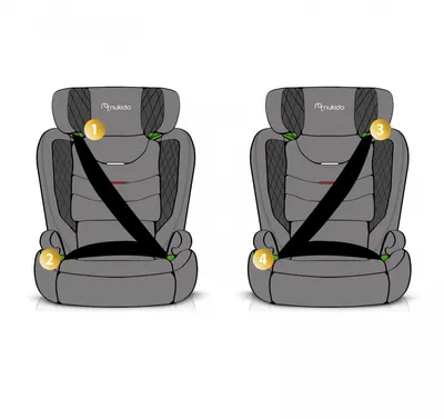 Scaun auto copii cu isofix Nukido I-SIZE 100-150 cm Louis Negru,tetiera reglabila in 12 pozitii,husa detasabila,indicatori instalare centura,protectie la impact lateral si certificare ECE R129