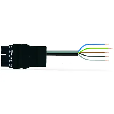 pre-assembled connecting cable; Eca; Plug/open-ended; 5-pole; Cod. A; H05VV-F 5G 4.0 mm²; 8 m; 4,00 mm²; black