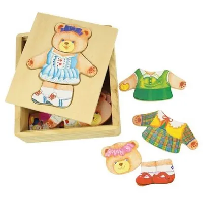 Jucarie din lemn Bigjigs - Urs pentru imbracat, Mr Bear