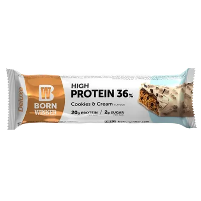 Baton proteic cu biscuiti si crema Deluxe, 55g, Born Winner