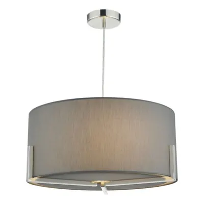 Lampa suspendata Santino Pendant Satin Chrome With Grey Cotton Shade