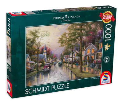 Puzzle Schmidt din 1000 de piese - Dimineata in orasul natal, Thomas Kinkade