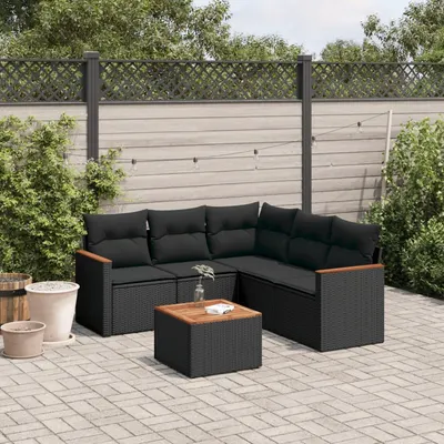 Gossi set mobilier de gradina cu perne, 6 piese, negru, poliratan