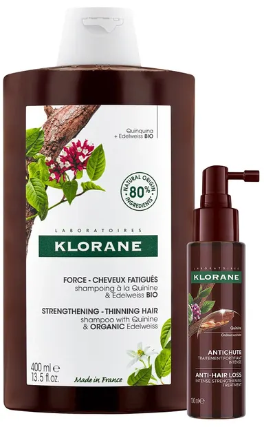 Klorane Quinine Set - Șampon și ser anti-cădere a părului, 400 + 100 ml