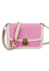 Geanta roz deschis crossbody cu model impletit CM7497 15 20242 - Roz